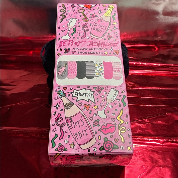 Betsey Johnson Pink and Black Low Cut Socks Set - Picture 2 of 3